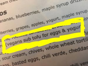 LOVE WHEN IT SAYS VEGAN!!!! at Blue Sky Cafe in Lakewood