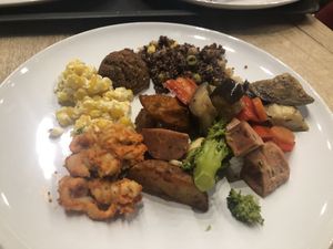 Samples of the salad options   at Paradise Food in Belgrade