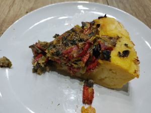 Potato pie with mushroom, leek, and peppers at Paradise Food in Belgrade