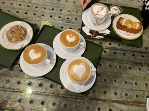 vegetarian baked goods and coffee with plant milk options  at Earth Dome in Seoul