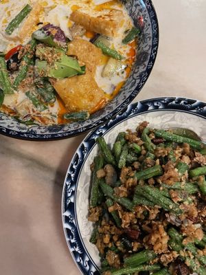 Ya Cniau Chye 椰漿菜 and bean minced vegan meat dish  at Ho Jiak in Haymarket