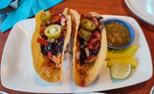 Vegan Rice & Bean Crispy Tacos at La Casita in Chiang Mai