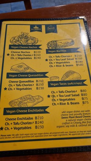 Vegan menu at La Casita in Chiang Mai