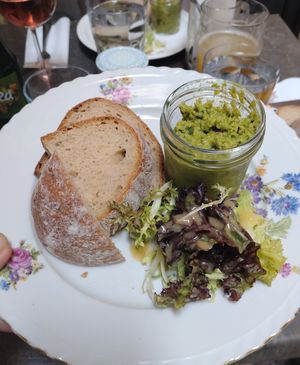 Pea cuacamole dish. at Roesel - beer & food in Prague