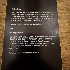 Menu  at Roesel - beer & food in Prague