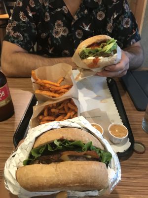 the Smokehouse and the spicy smokehouse at Tera V Burger in Vancouver