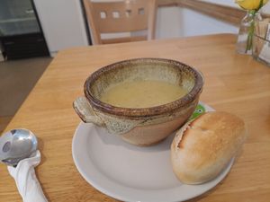 Leek and potato soup. at No Meating Place in Rugby