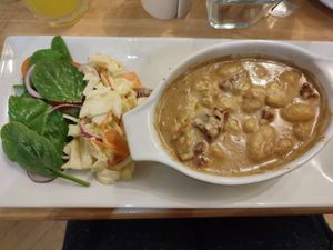 Tomato & mushroom gnocchi at No Meating Place in Rugby