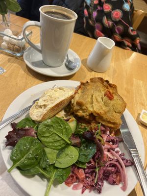 Lasagne and large coffee  at No Meating Place in Rugby