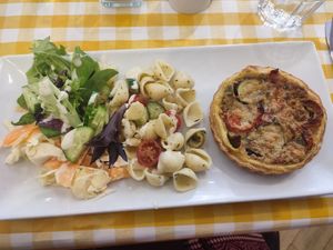Veg tart & 3 salad special at No Meating Place in Rugby
