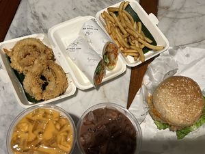 Wrap, burger, fries and drinks   at So Vegan - Charan Sanitwong in Bangkok