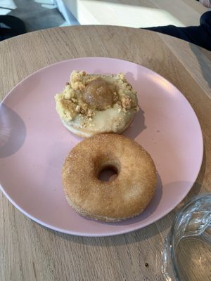 Top: apple donut, bottom: cinnamon donut  at Brammibal's Donuts - Schanzenviertel in Hamburg