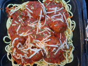 Spaghetti and Meatballs at Roots Plant Based Cafe in Byron
