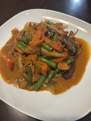 Prik Khing with Mock duck  at Noon Thai Plus Vegan in Englewood