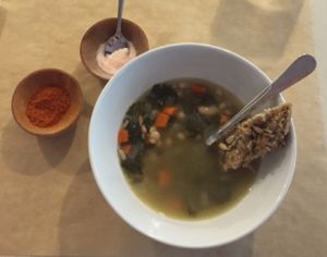 white bean soup at Mandarava in Newburyport