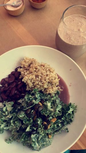 Daily bowl and chocolate smoothie. at Mandarava in Newburyport