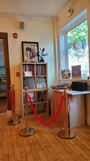 Dan's record collection at Mandarava in Newburyport