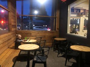 We love this vibe/spot! Comfortable and warm heater for chilly days/evenings.  at Canteen in Portland