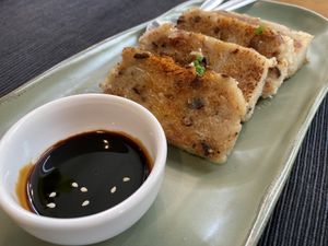 Radish cake  at Na Vayla Paplern-Vegan Restaurant in Bangkok