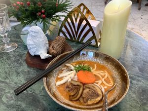 Tom yam ramen at Na Vayla Paplern-Vegan Restaurant in Bangkok