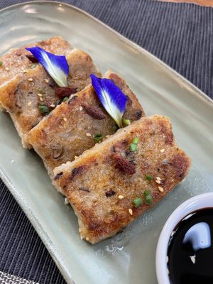 Turnip cake   at Na Vayla Paplern-Vegan Restaurant in Bangkok