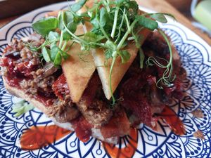 Vegan stack. Haggis, mushrooms and tatty scones. at Stag and Thistle in Glasgow