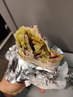 Yummy seitan and falafel wrap at Veggie Haus in Dresden