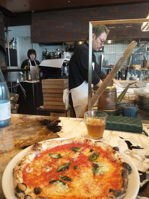 My half and half vegan pizza at pizza marumo in Tokyo