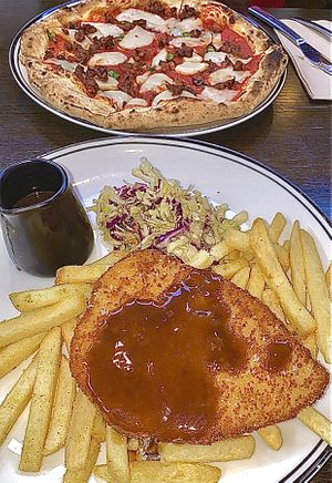 Vegan Schnitzel with Chips, Slaw and Gravy  at The Prince of Merewether in Merewether