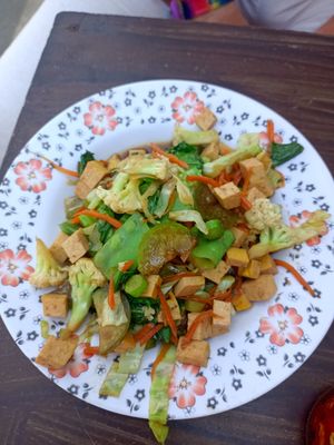 Fried vegetables with tofu at Joy's Place in Pai