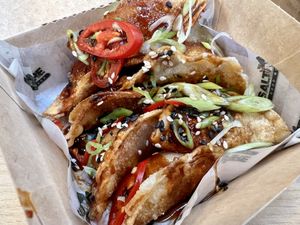 Kimchi wontons   at Salt N Fire in Inverness