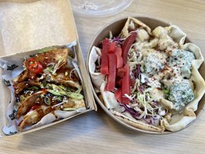 Wontons and cauliflower bowl   at Salt N Fire in Inverness