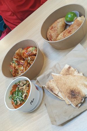 Kimchi wontons, empanadas and muhammara at Salt N Fire in Inverness