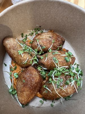 Kibbeh with dip   at Salt N Fire in Inverness