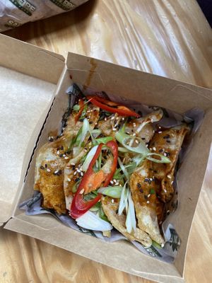 Kimchi wontons   at Salt N Fire in Inverness