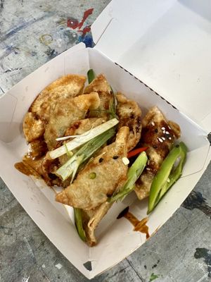 Wontons (got as a safe replacement for the awful falafel wrap)   at Salt N Fire in Inverness