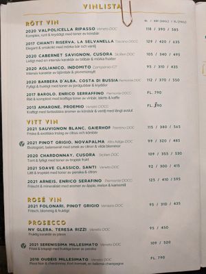 Wine menu of Basta. at BASTA Urban Italian in Borlaenge