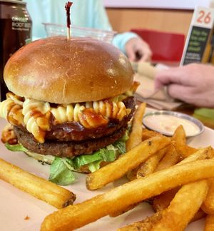 Mac and cheese bbq burger  at Veggie Grill by Next Level in Portland