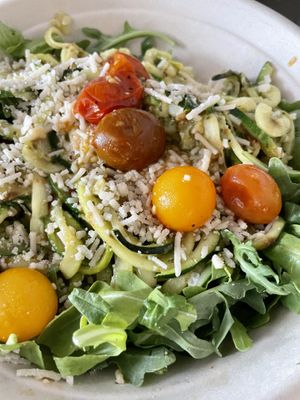 Pesto zucchini noodles  at Veggie Grill by Next Level in Portland