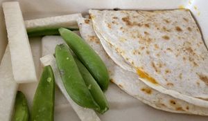 Kids quesadilla (pudding and drink not pictured) at Veggie Grill by Next Level in Portland