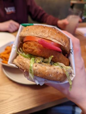 Santa Fey burger at Veggie Grill by Next Level in Portland