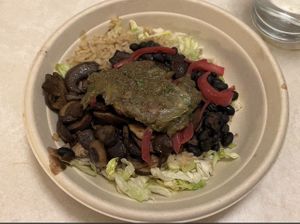 Note how the guacamole is already going bad. The quality of ingredients were 👎👎👎  at Veggie Grill by Next Level in Portland