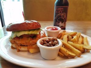 Richa burger at Veggie Grill by Next Level in Portland