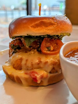 Pesto Chik'n Parm Sandwich at Veggie Grill by Next Level in Portland