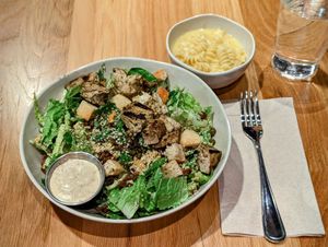 Caesar Crunch Salad and Mac + Cheese at Veggie Grill by Next Level in Portland