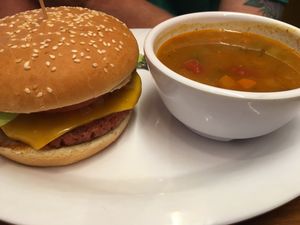 Beyond Burger w/ Soup at Veggie Grill by Next Level in Portland