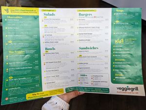Menu as of 10 May 2024 at Veggie Grill by Next Level in Portland
