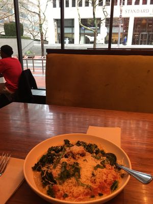 Meatballs and polenta  at Veggie Grill by Next Level in Portland