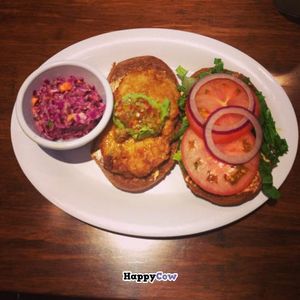 faux chicken burger  at Veggie Grill by Next Level in Portland