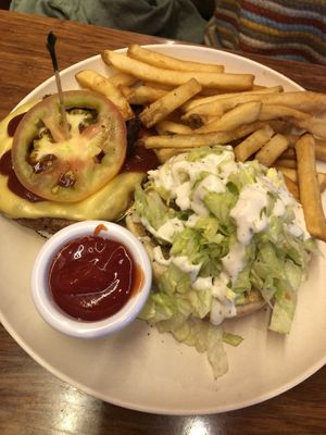 Steakhouse burger at Veggie Grill by Next Level in Portland